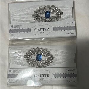 Amscan White and Silver Garter with Blue Accent